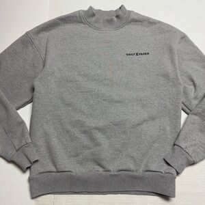 Daily Paper Unisex Relaxed Fit Mock Neck Fleece Sweatshirt In Gray Size: Small
